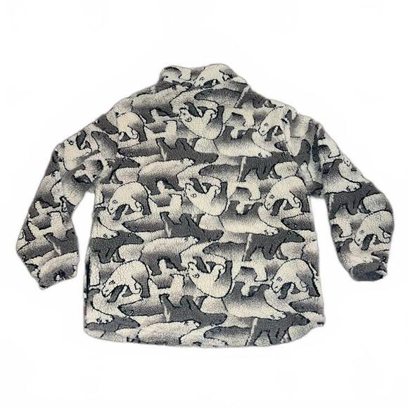 Woolrich Women's Polar Bear Deep Pile Fleece Sherpa Jacket Gray/White Size L - Picture 5 of 7